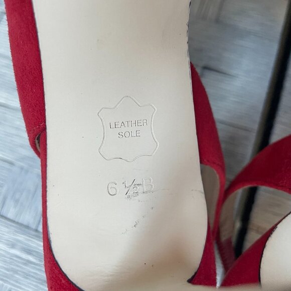 Talbots Red Suede Slingback Peep Toe Heels Women Size 6.5B - Picture 8 of 8